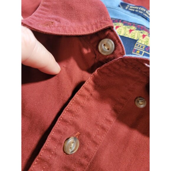 Vintage Ralph Lauren Chaps Field Factory Maroon Long Sleeve Button Shirt‎ Large - Picture 4 of 6